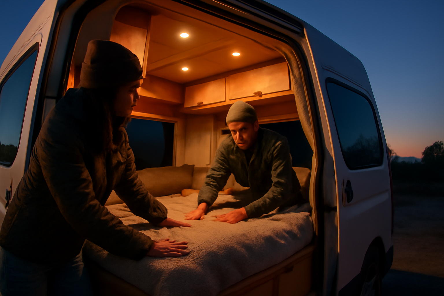 バンコン 夜、撤退基準を想定した簡易チェックをする場面の様子