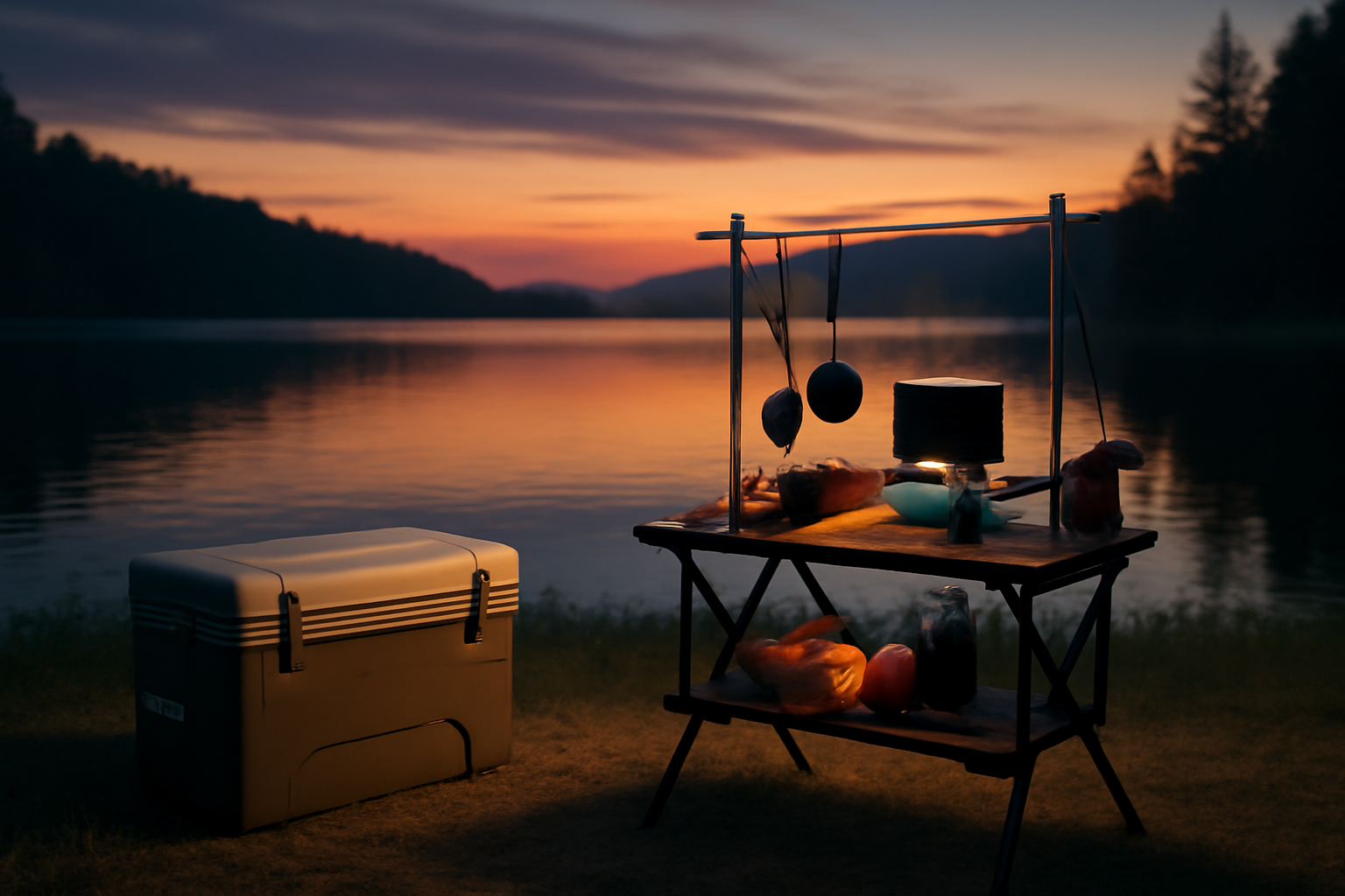 クーラーボックス 夜の湖畔キャンプで次の行動を安心して後押しするビジュアル