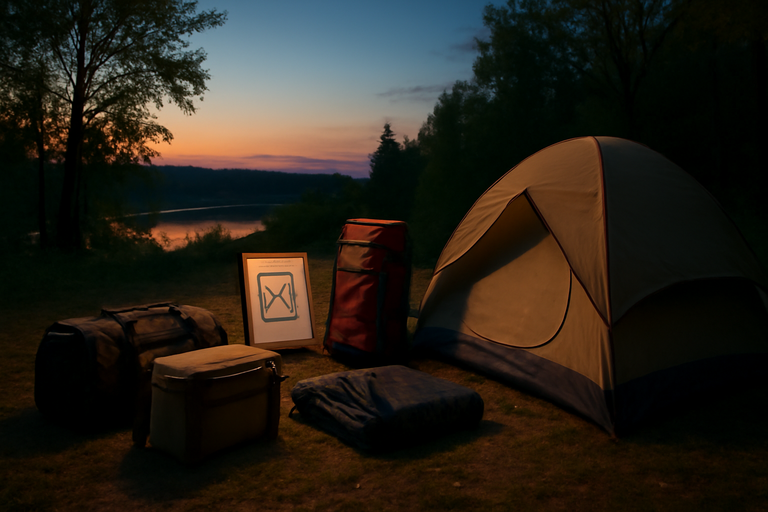 キャンプ用品：急な在庫切れや天候変化に備え、代替プランを用意して落ち着いて撤収するイメージ写真