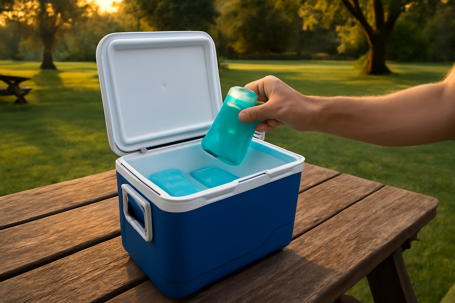 クーラーボックス 保冷剤を充実させて買い出し前に冷やしておくと安心、実践的な準備のイメージ