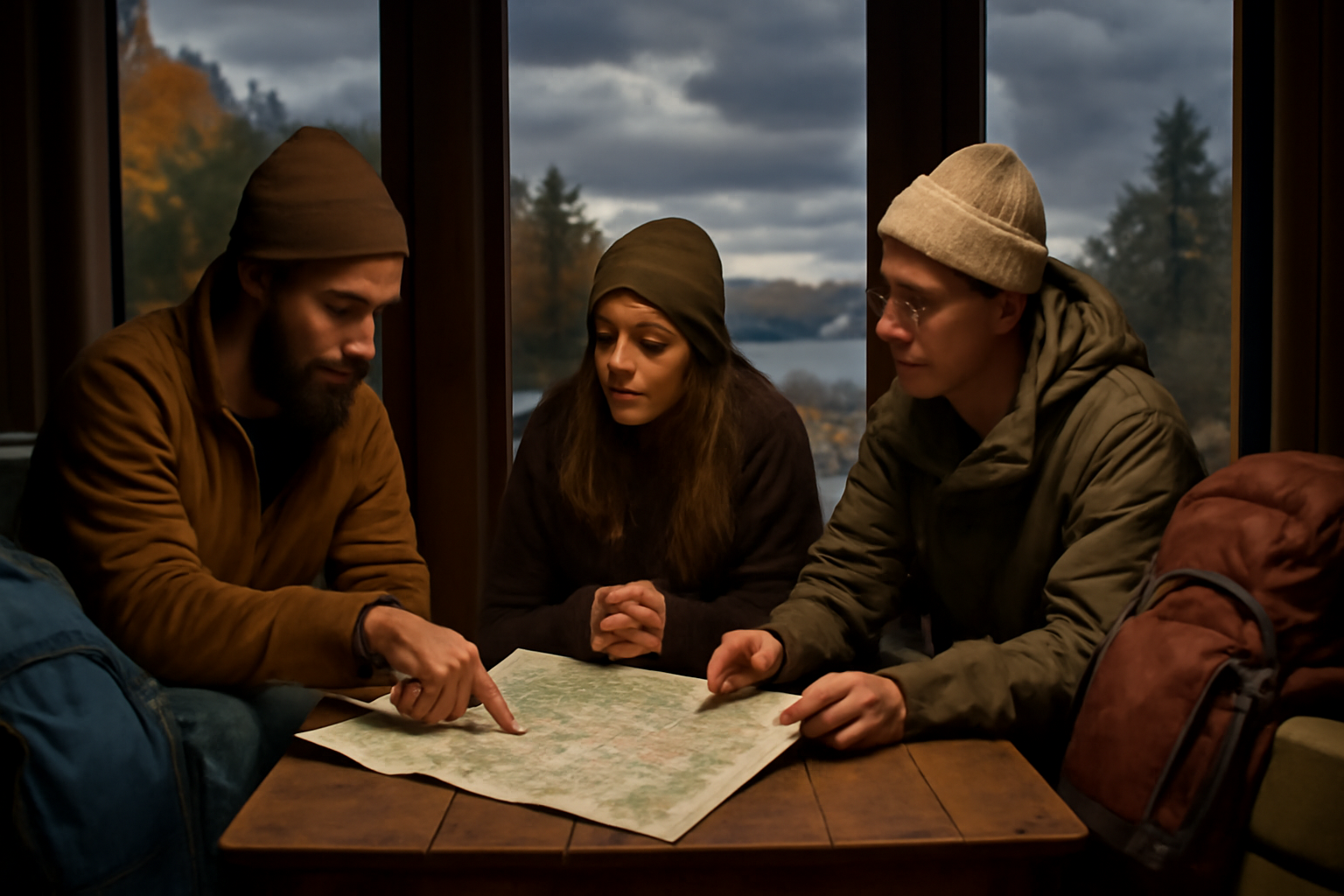 キャンプ 到着前に代替プランを準備する様子。FKPの場面で荷物をまとめて屋内に移動するイメージ写真