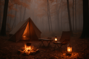 OKIBIランタンで秋キャンの灯り