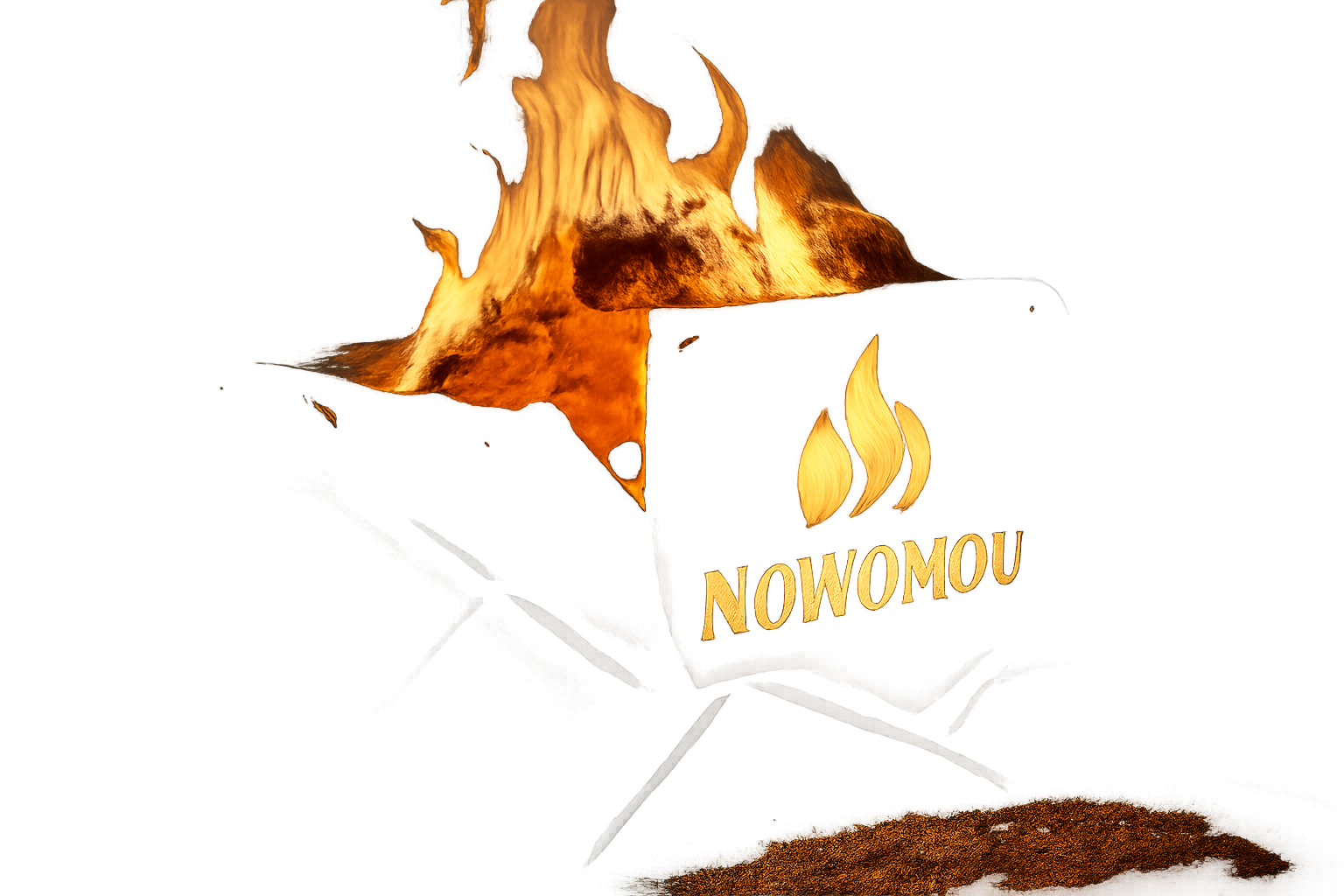 nowomouブランドの焚き火台とロゴの親和性を示すイメージ