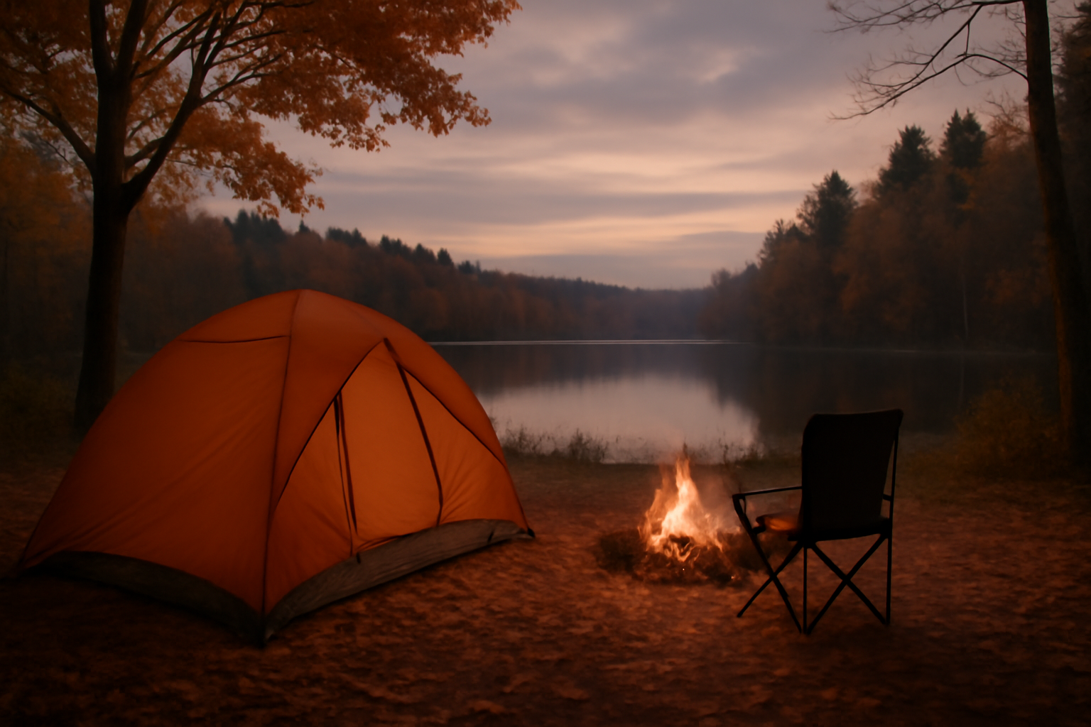 白馬グラベルに参加する前の準備イメージ。雨具と試乗予約を確かめる秋の夕方の様子を横長写真で