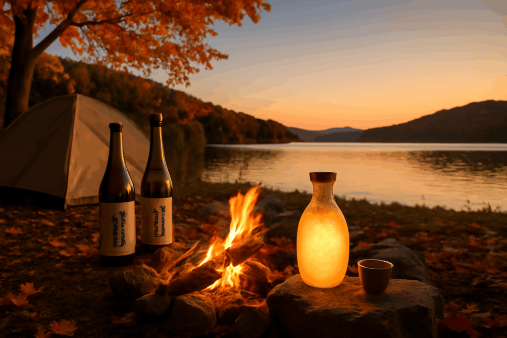 日本酒キャンプで焚き火と味わう