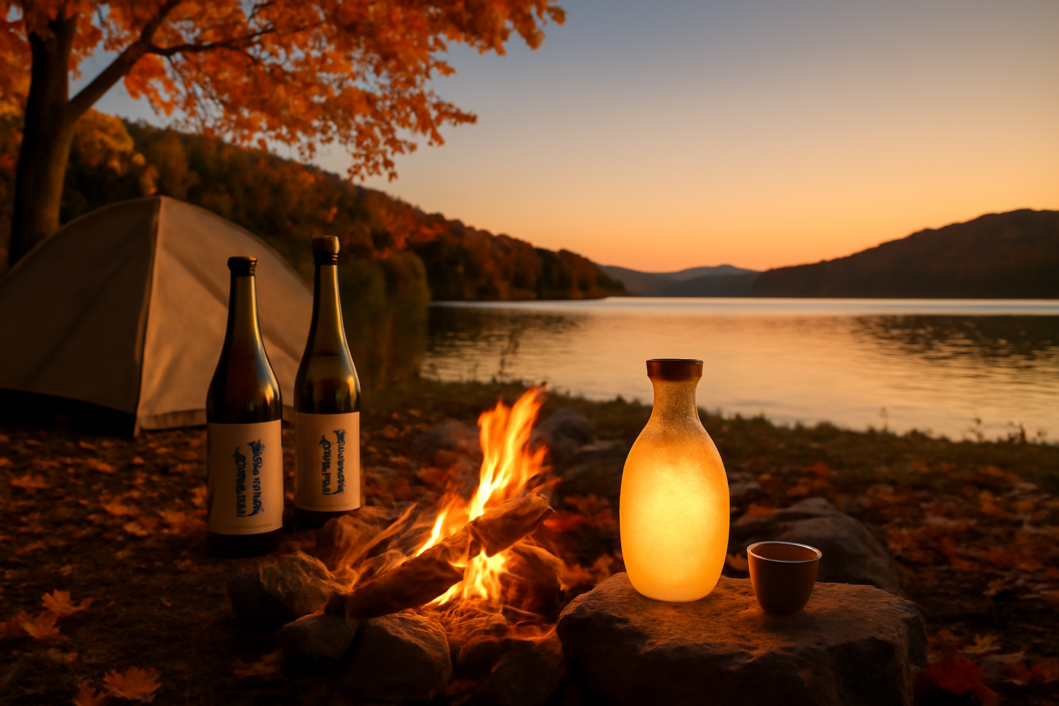 日本酒キャンプで焚き火と味わう