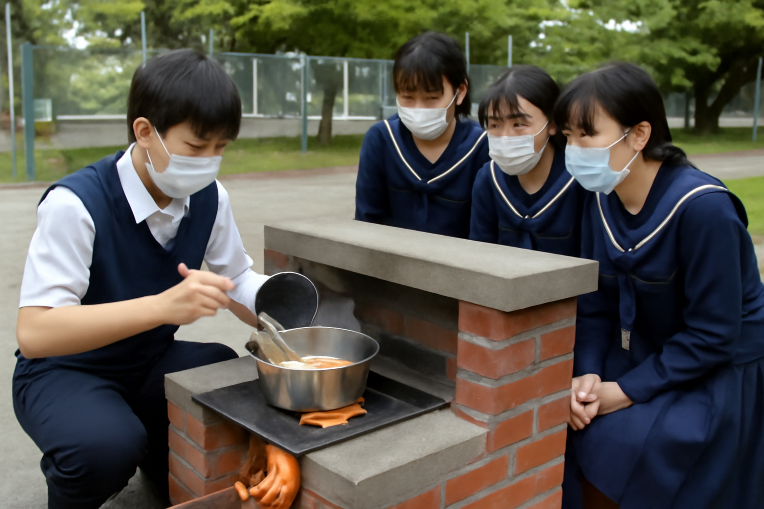 かまどベンチで学ぶ防災調理