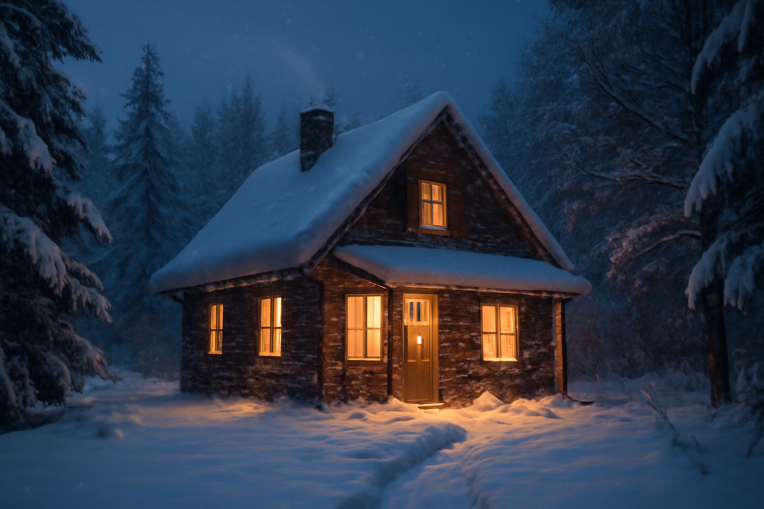 エーグル撥水があると冬の小雨や夜間のコテージ移動で安心できることを表現する写真の代替テキストです