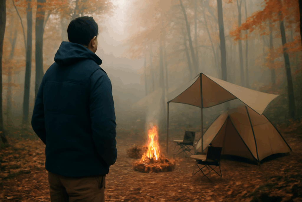 CHUMS防風で秋キャン快適に