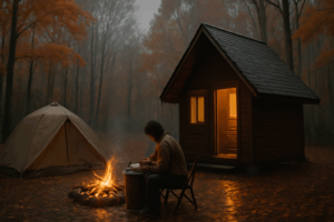 月形キャンプ 雨でも楽しむ森旅