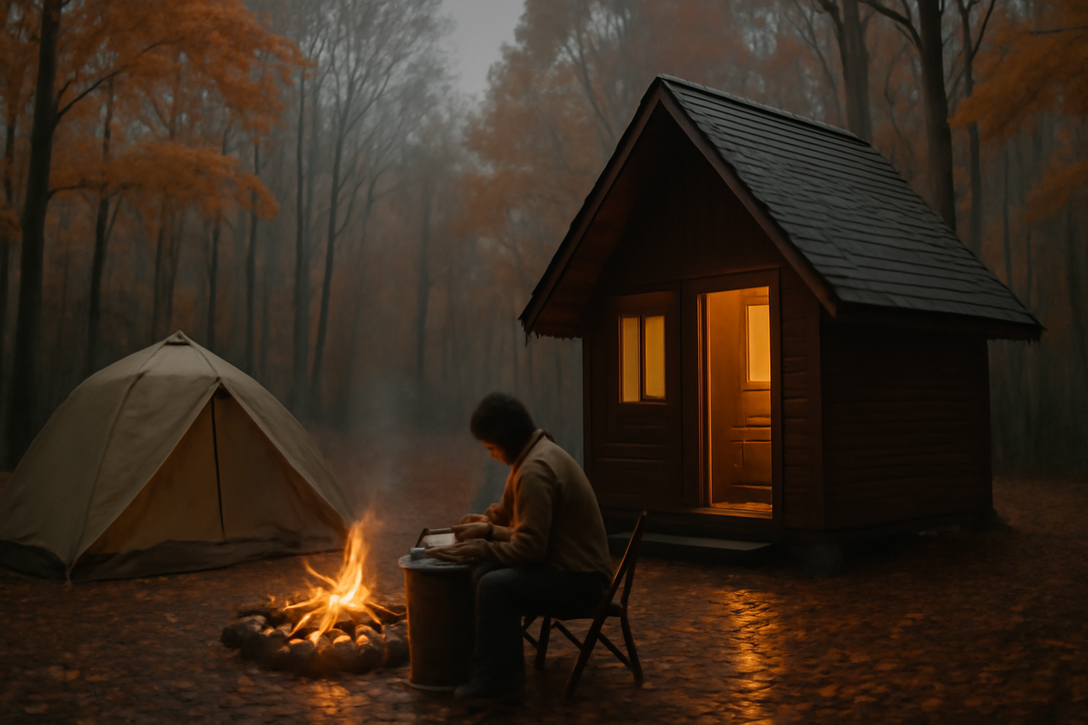 月形キャンプ 雨でも楽しむ森旅