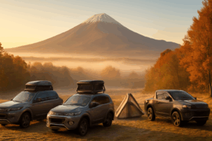 スターキャンプで三菱車が輝く