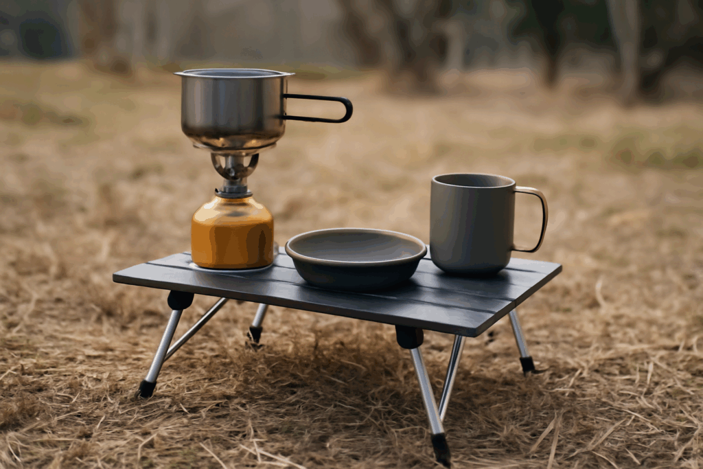 セリアテーブルでソロが快適