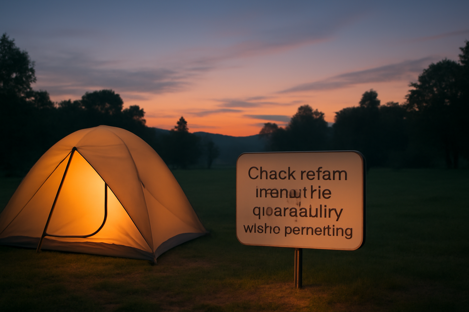 テント 急な天候や在庫変動を前に、購入前に返品条件と在庫を確認することをやさしく促すビジュアル