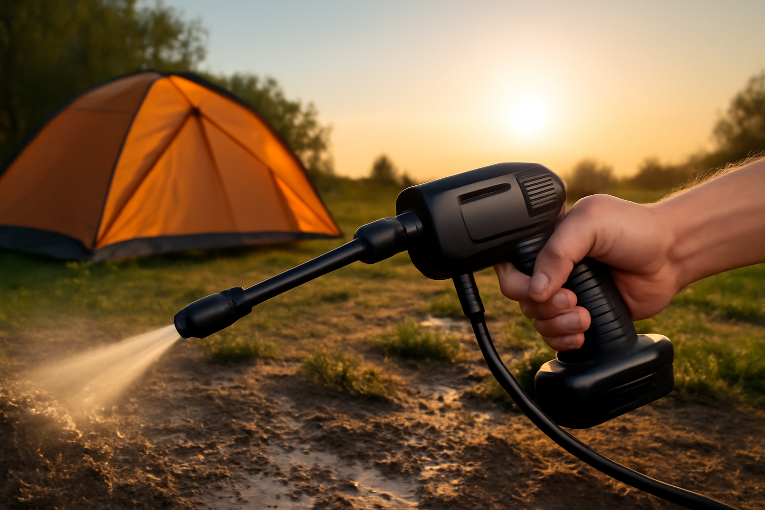 ハンディエアで泥汚れ即落!