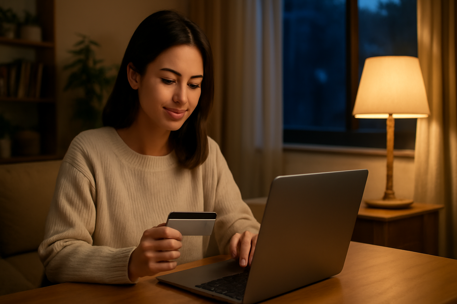 スノーピーク セール前に落ち着いて準備する様子を表したイメージ。夜、自宅でパソコンを前に準備する場面。