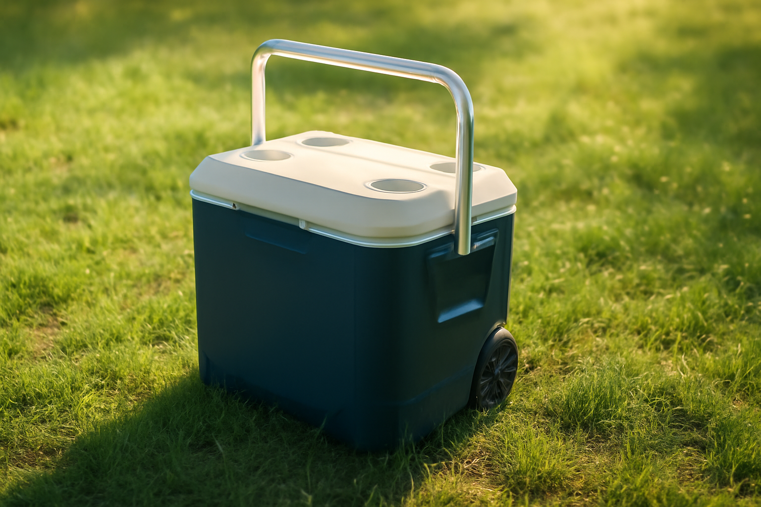 コールマン クーラーボックスを使った安全なキャンプの実践を表す写真。保冷と設営の安心感