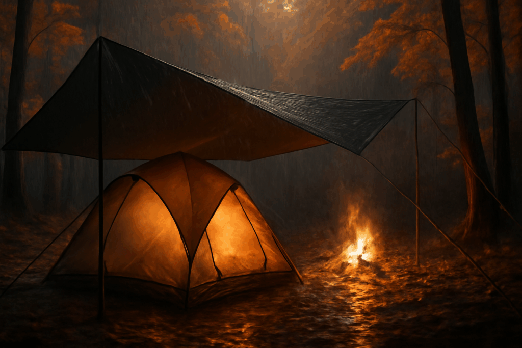 タープ張りで命を守る雨キャンプ術