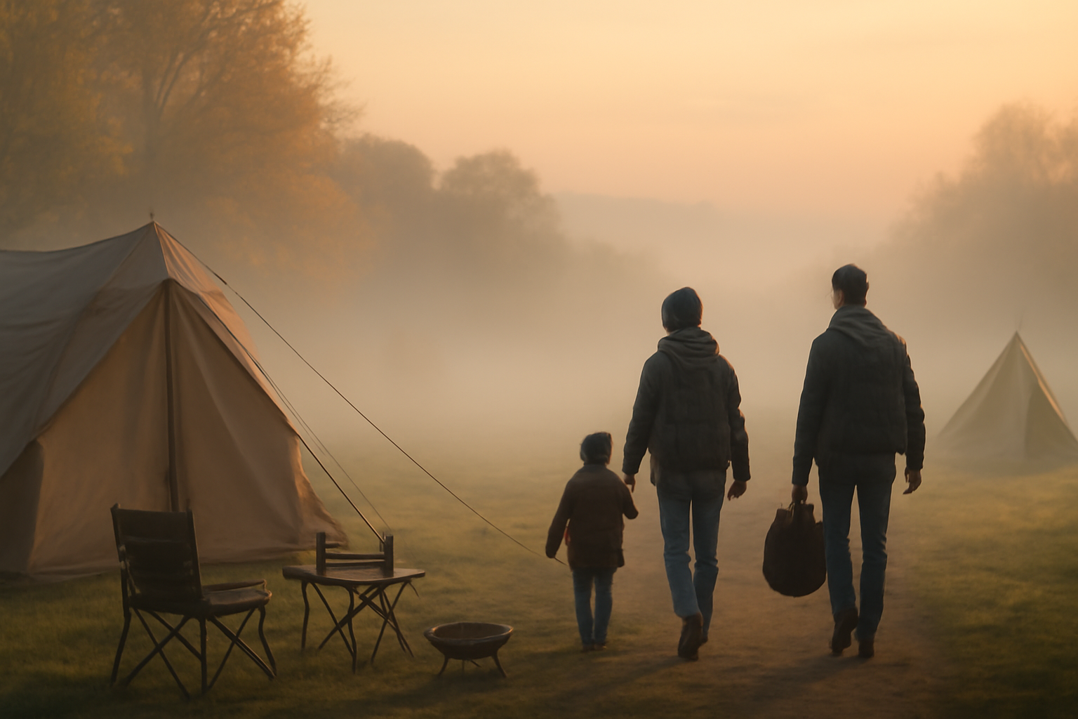 佐賀キャンプ 深夜や悪天候時は無理せず宿に切替える判断を視覚化した朝のイメージ