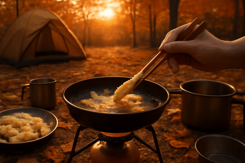 キャンプ天ぷらレシピ 安全に揚げる