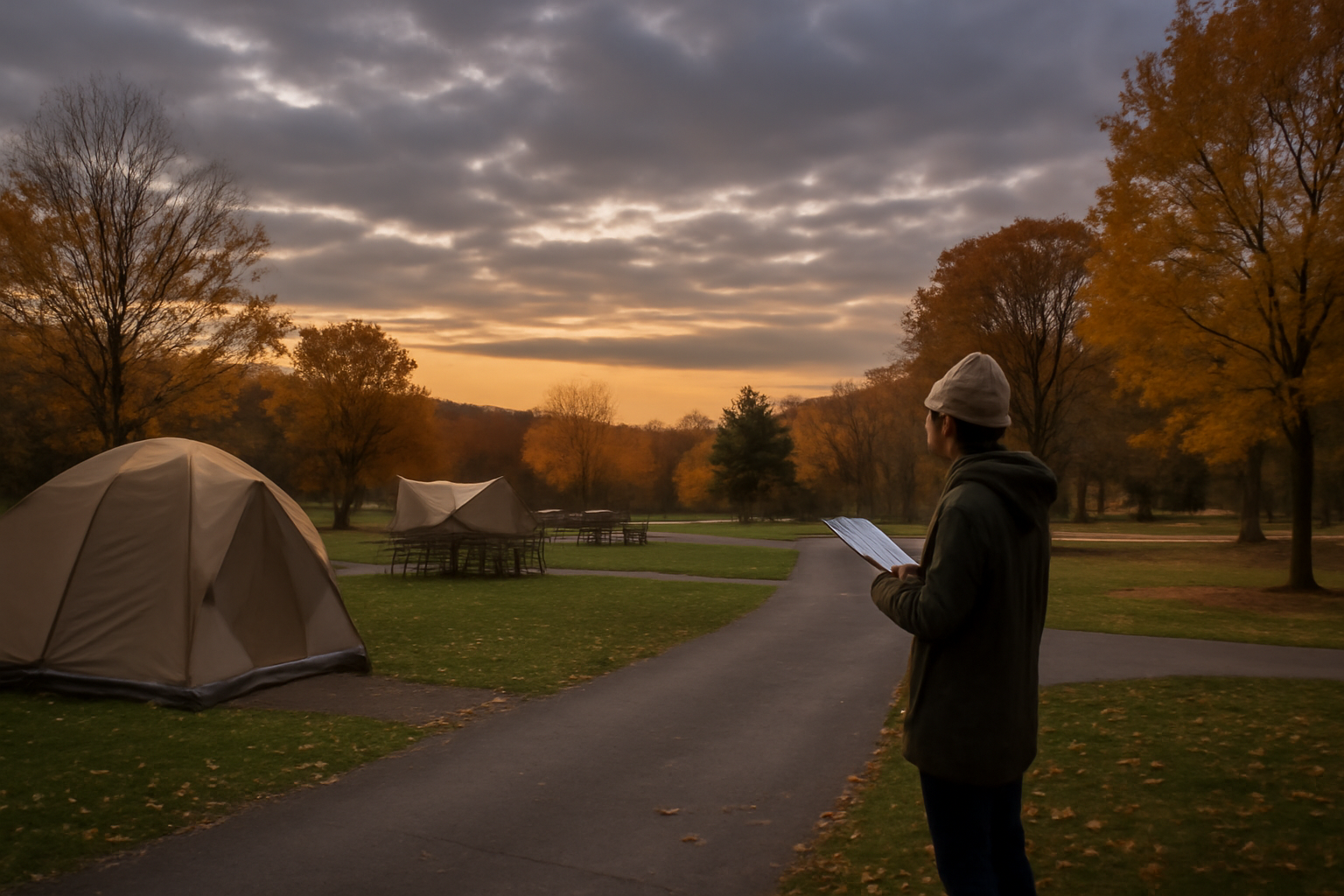 マオイオートランドの夕暮れ、予約を検討する人を想起させる穏やかな空とサイトの静かな雰囲気の写真