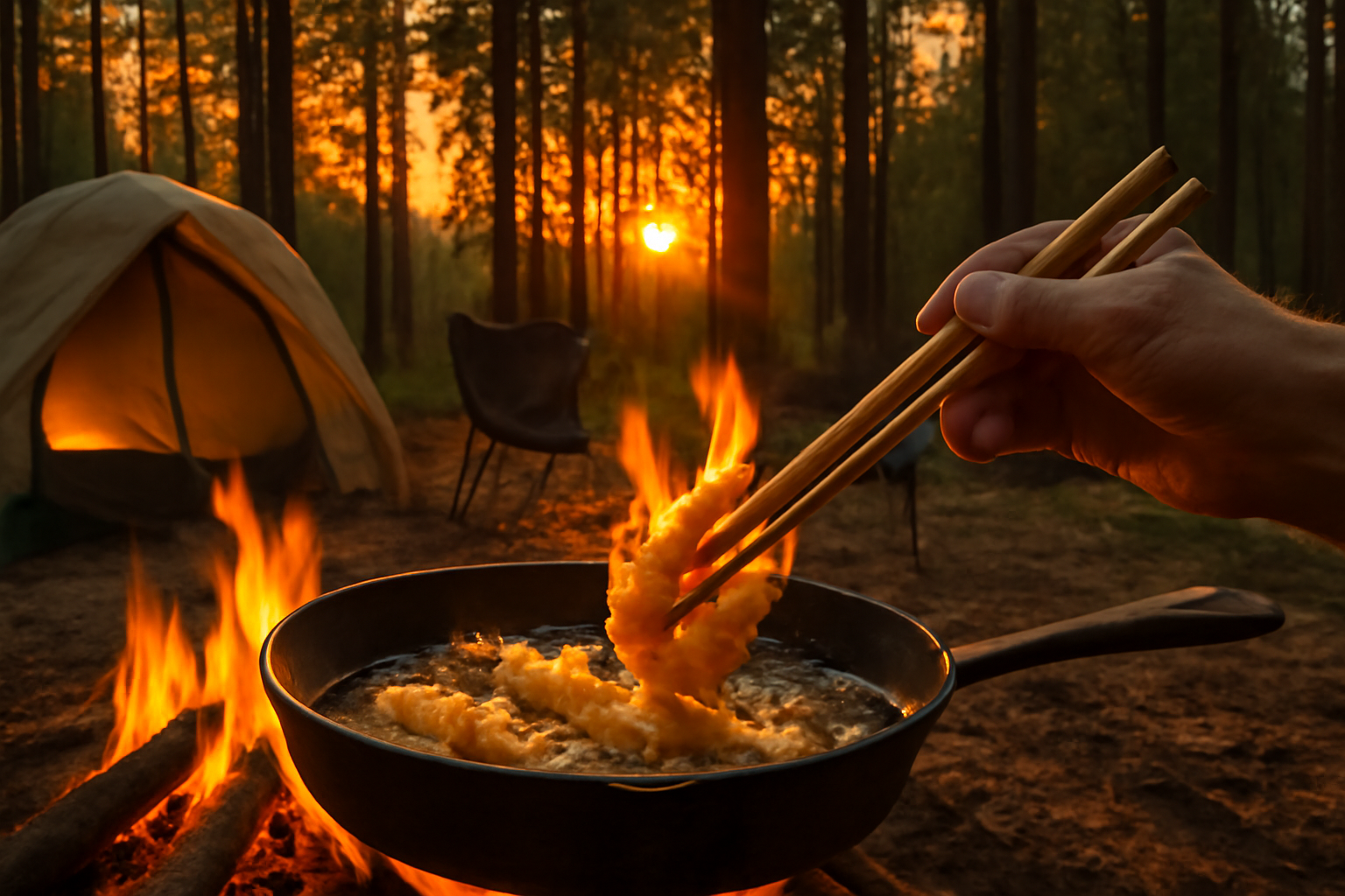 焼き天ぷらキャンプ キャンプで天ぷら