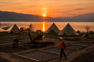 諏訪湖 新アウトドア施設が着工