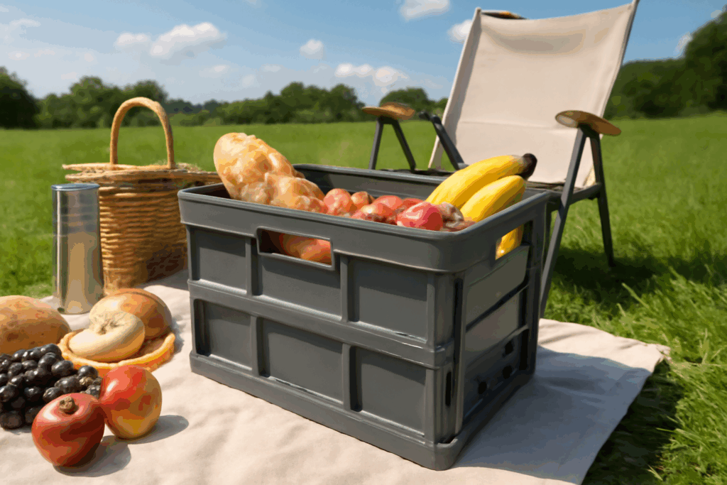 折コンテナで快適キャンプ収納