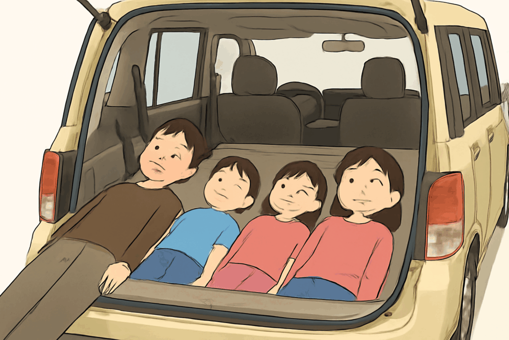 軽キャンで家族4人車中泊術