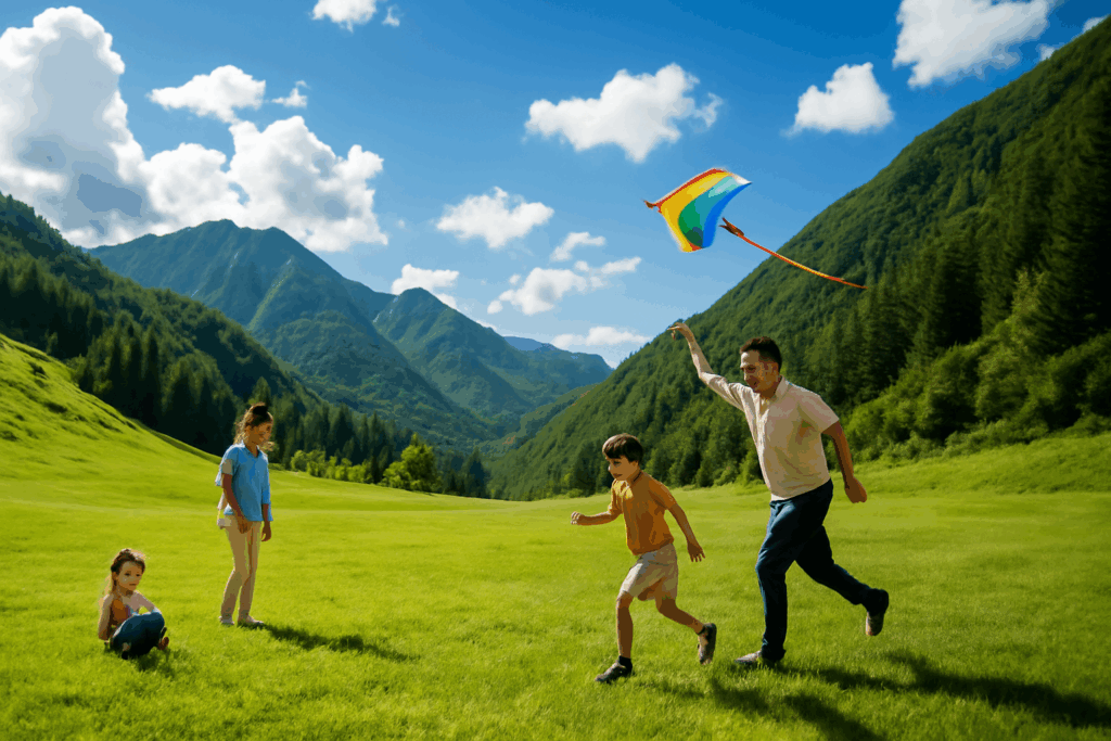 立山山麓アウトドア 緑ゲレンデ遊び