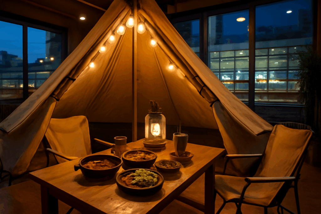 店内テント飯 新潟グルメ