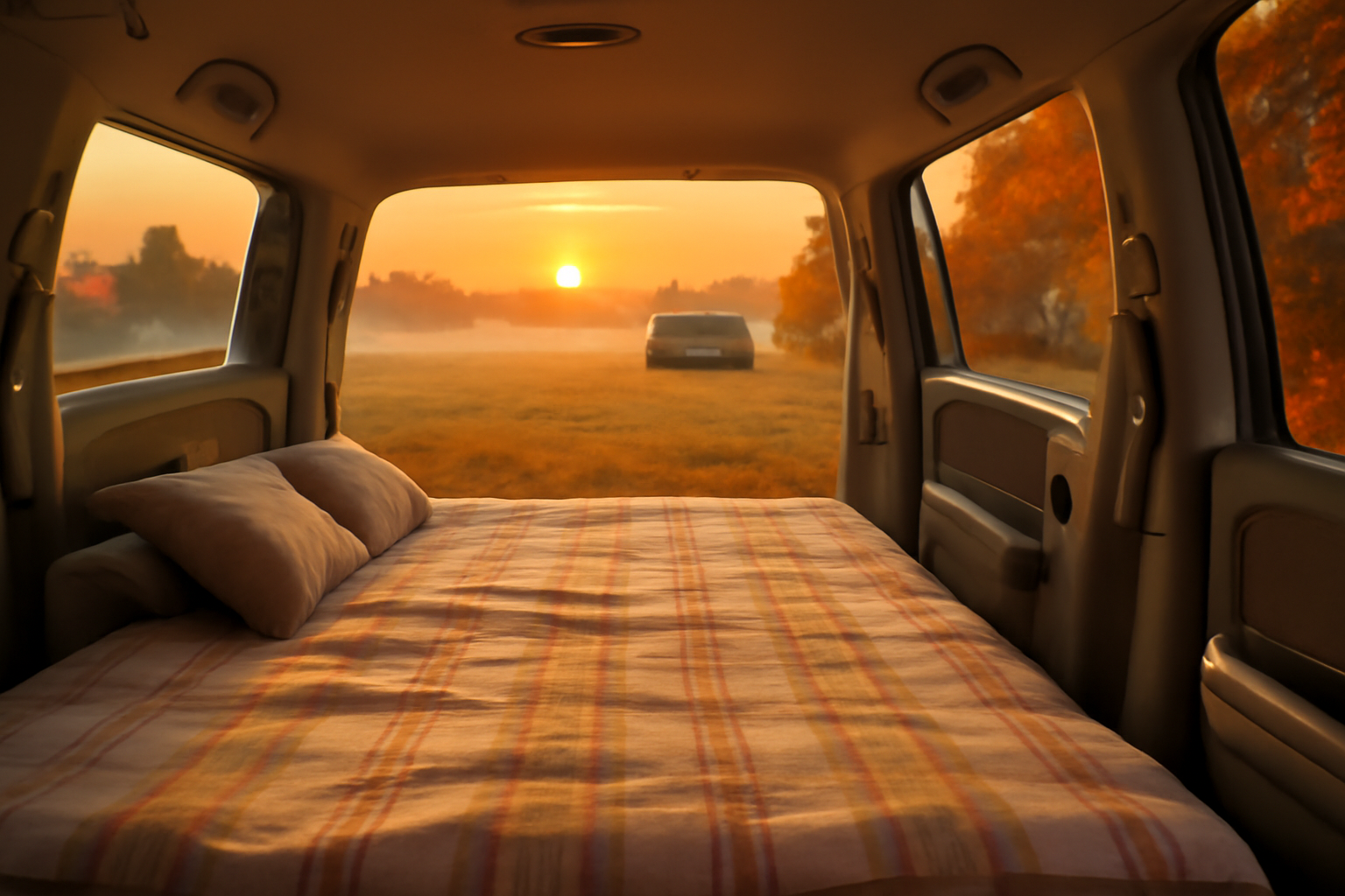 後席フルフラットで快適車中泊