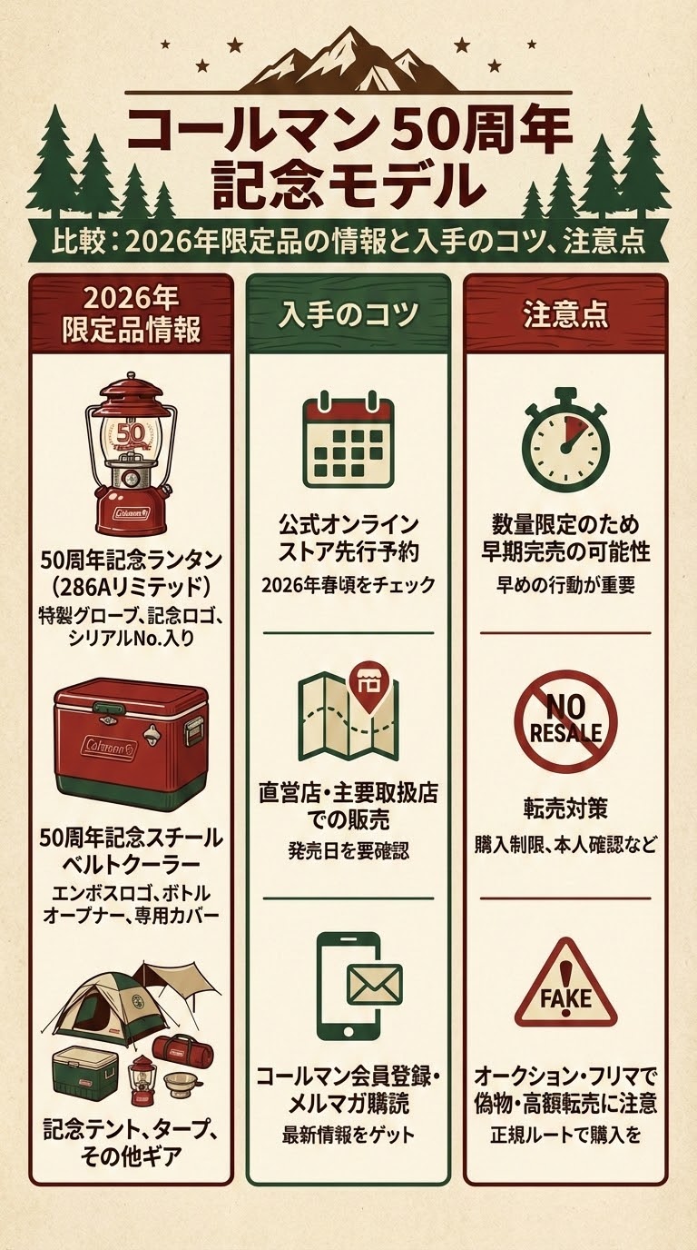 コールマン 50周年 記念モデル 比較 2026限定