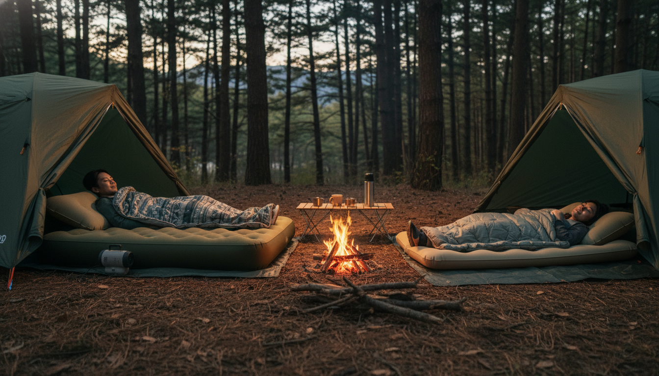 DODのワッフルドリーマーと寝心地を比較するためのキャンプシーン