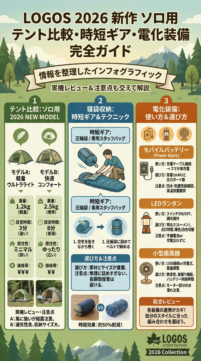 ロゴス 2026新作 ソロ用 テント 比較まとめ