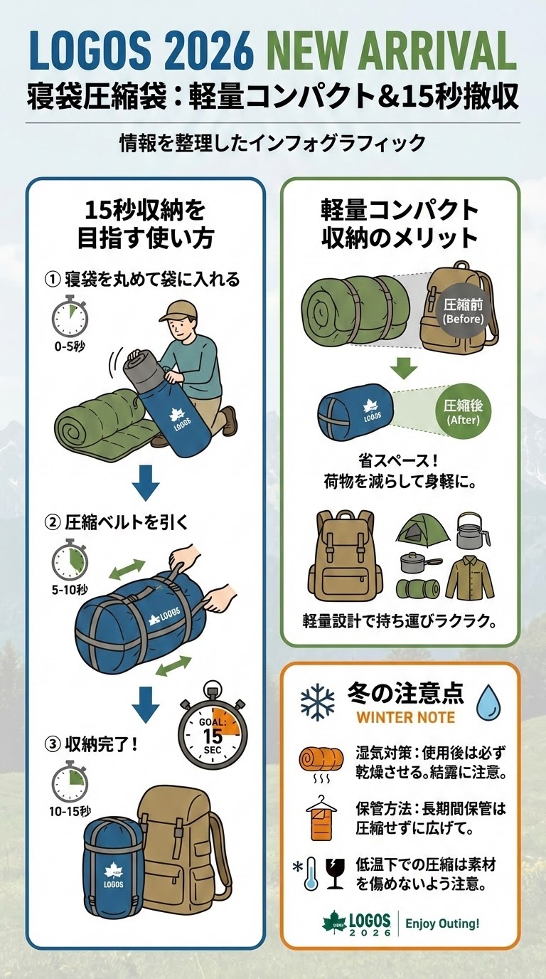 寝袋 圧縮袋 軽量 コンパクトの新作