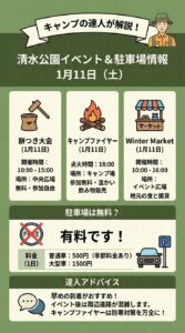 清水公園の駐車場は無料？1月11日の餅つきイベント最新情報