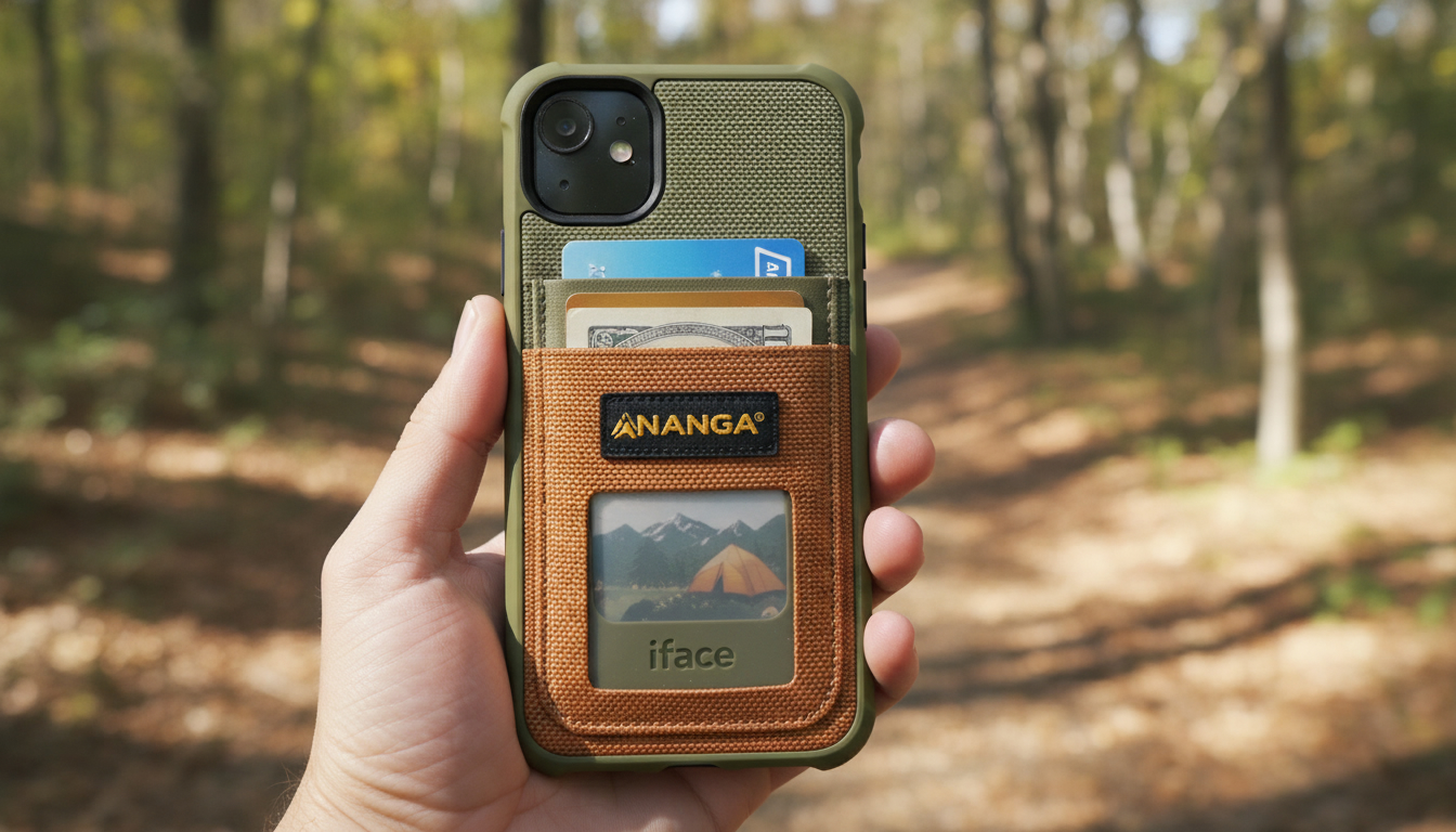 NANGAとiFaceのコラボ限定モデルのカードウォレットを装着したスマートフォン