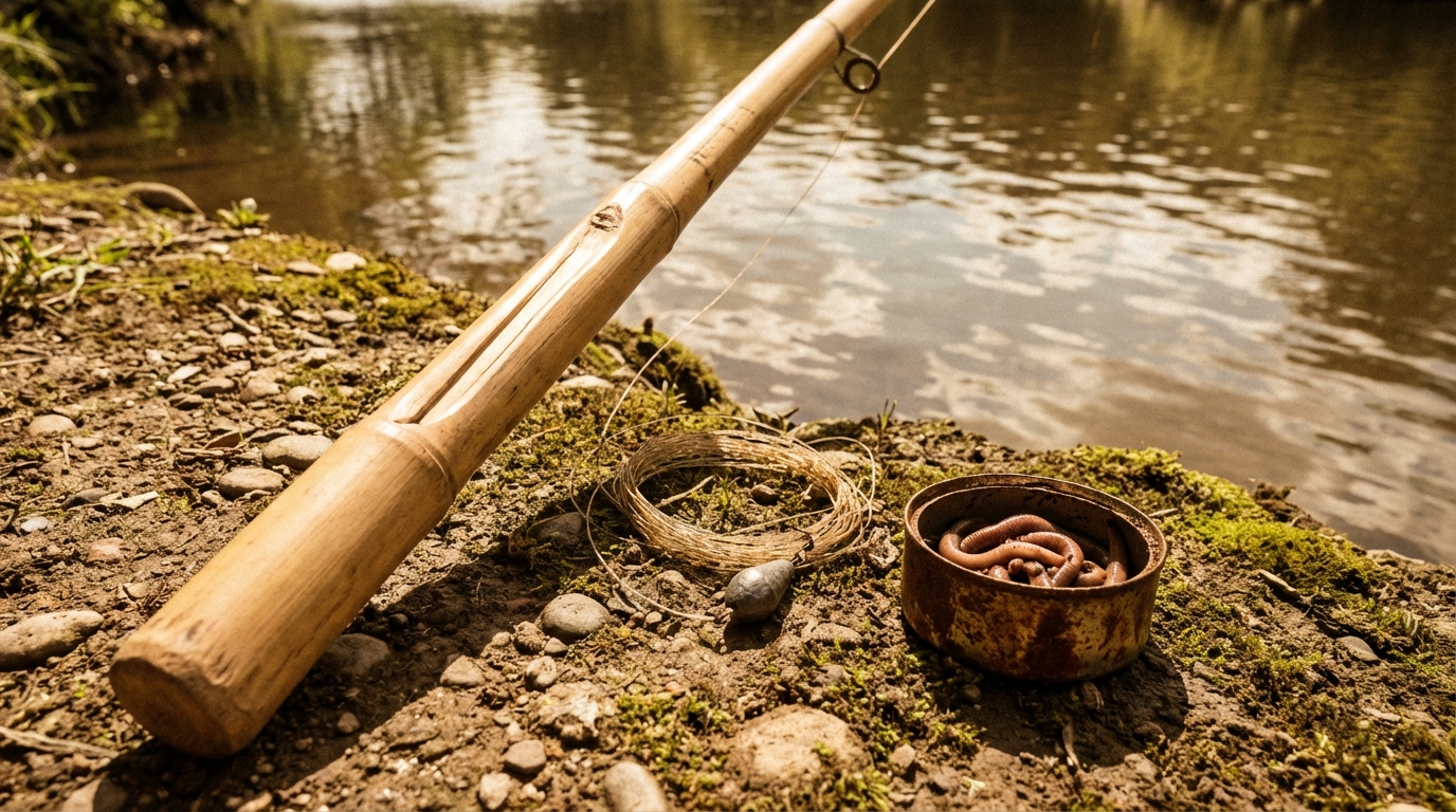竹竿を自作した釣り道具(アウトドア原体験)