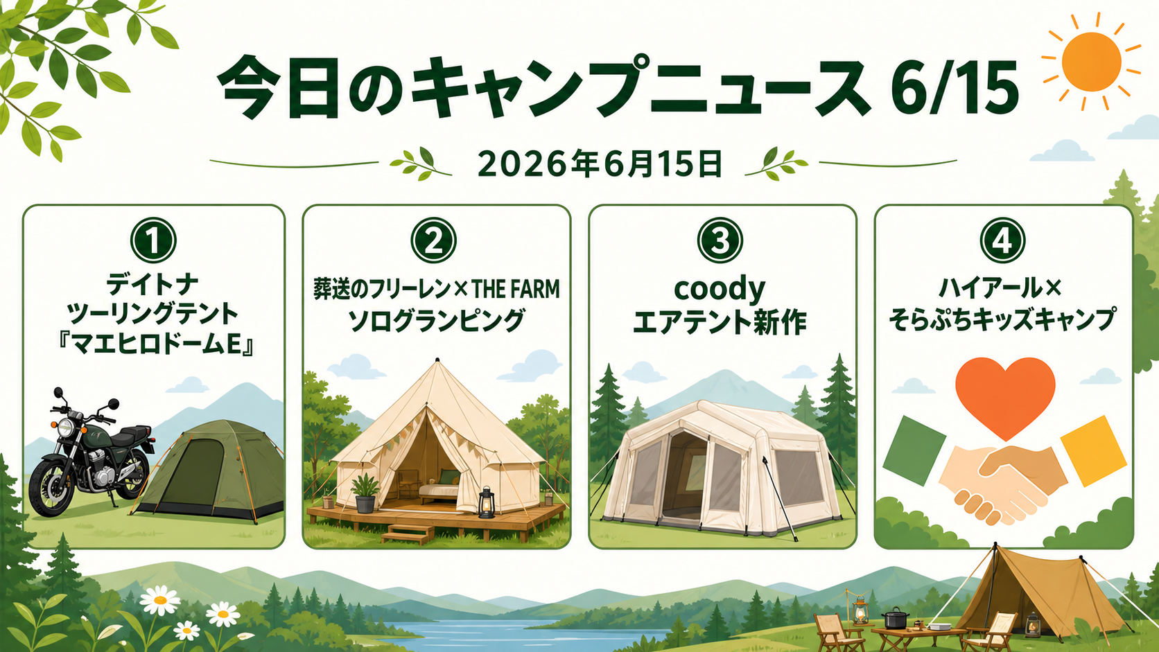 2026年6月15日の最新キャンプニュースまとめ(インフォグラフィック)