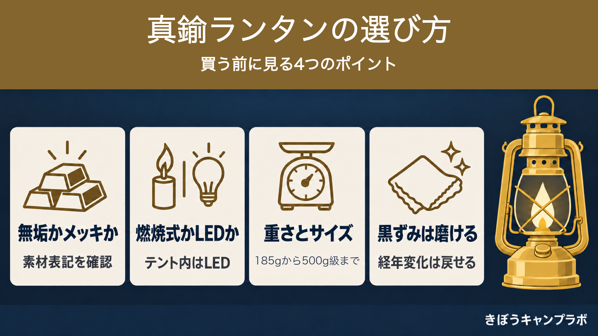 真鍮ランタンの選び方をまとめた図解