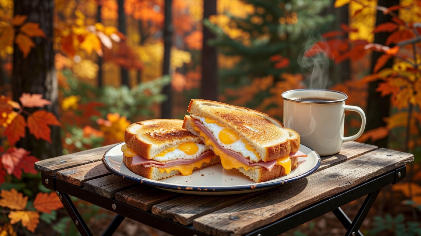 ハムと卵とチーズを挟んだホットサンド